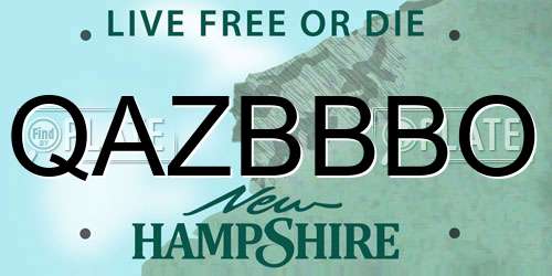 QAZBBBO New Hampshire License Plate