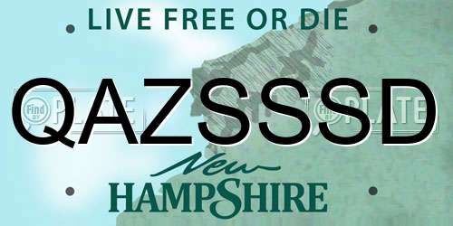 QAZSSSD New Hampshire License Plate