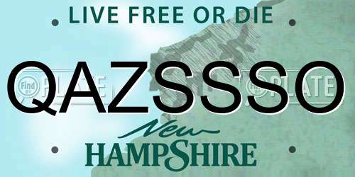 QAZSSSO New Hampshire License Plate