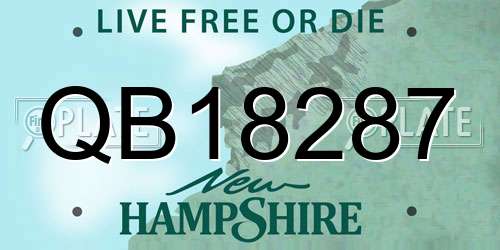 QB18287 New Hampshire License Plate