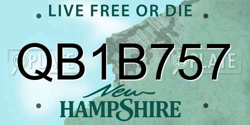 QB1B757 New Hampshire License Plate