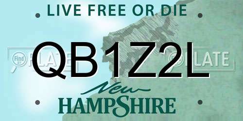 QB1Z2L New Hampshire License Plate