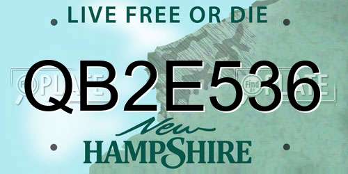 QB2E536 New Hampshire License Plate