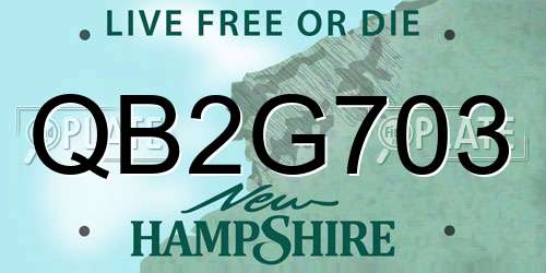 QB2G703 New Hampshire License Plate