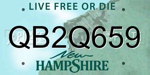 QB2Q659 New Hampshire License Plate