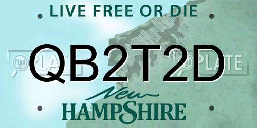 QB2T2D New Hampshire License Plate