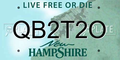 QB2T2O New Hampshire License Plate