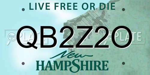 QB2Z2O New Hampshire License Plate