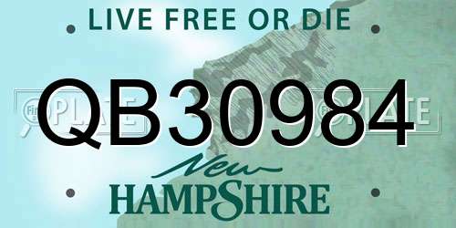 QB30984 New Hampshire License Plate