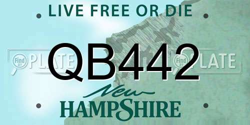 QB442 New Hampshire License Plate