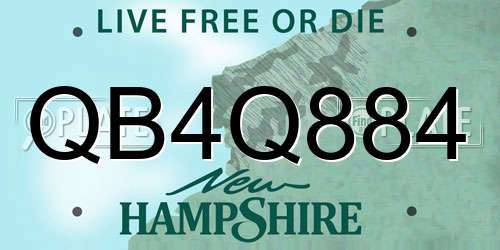 QB4Q884 New Hampshire License Plate