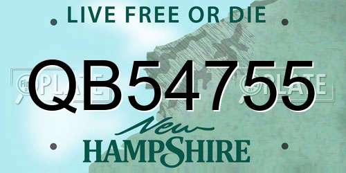 QB54755 New Hampshire License Plate