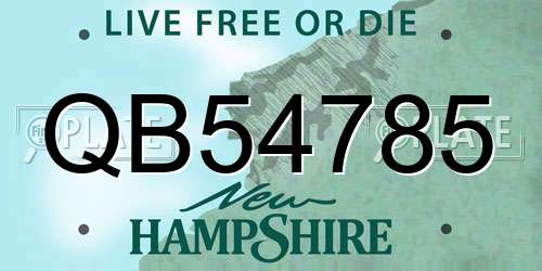 QB54785 New Hampshire License Plate