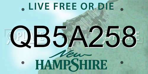 QB5A258 New Hampshire License Plate
