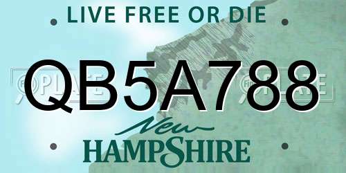 QB5A788 New Hampshire License Plate