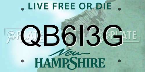 QB6I3G New Hampshire License Plate