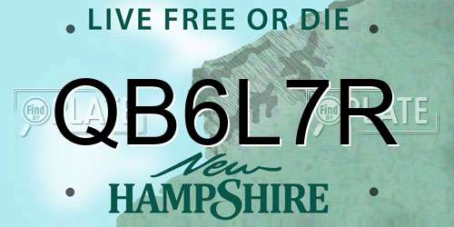 QB6L7R New Hampshire License Plate