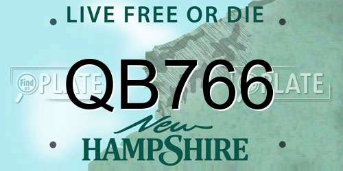QB766 New Hampshire License Plate