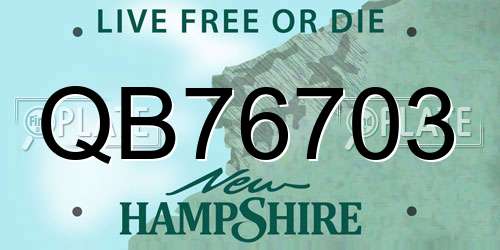 QB76703 New Hampshire License Plate