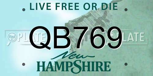 QB769 New Hampshire License Plate