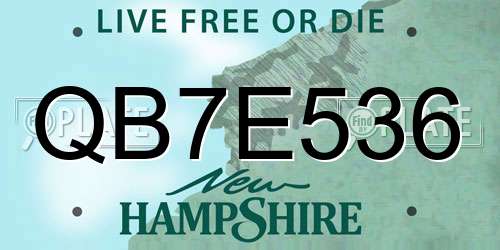 QB7E536 New Hampshire License Plate
