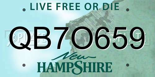 QB7O659 New Hampshire License Plate
