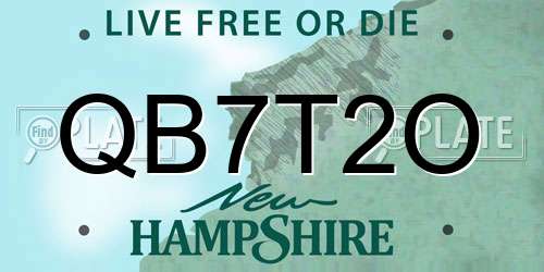 QB7T2O New Hampshire License Plate