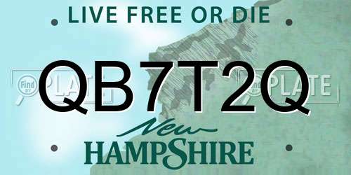 QB7T2Q New Hampshire License Plate