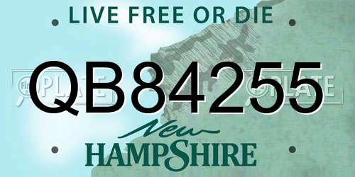 QB84255 New Hampshire License Plate