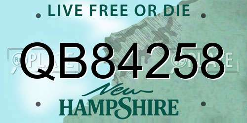 QB84258 New Hampshire License Plate
