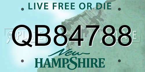 QB84788 New Hampshire License Plate