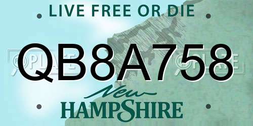 QB8A758 New Hampshire License Plate