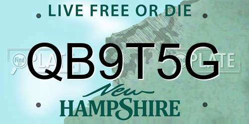 QB9T5G New Hampshire License Plate