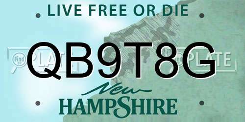 QB9T8G New Hampshire License Plate
