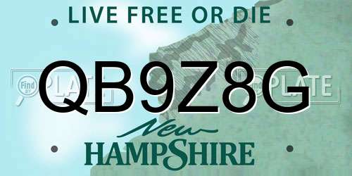 QB9Z8G New Hampshire License Plate