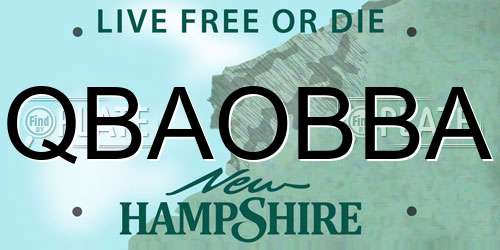 QBAOBBA New Hampshire License Plate