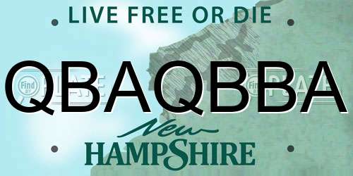 QBAQBBA New Hampshire License Plate