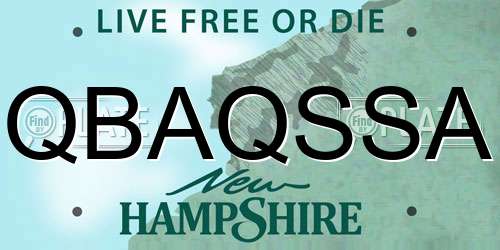 QBAQSSA New Hampshire License Plate