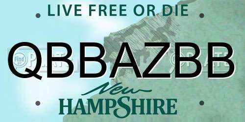 QBBAZBB New Hampshire License Plate
