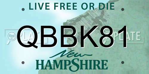 QBBK81 New Hampshire License Plate
