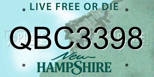 QBC3398 New Hampshire License Plate