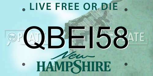 QBEI58 New Hampshire License Plate
