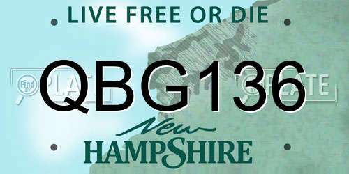 QBG136 New Hampshire License Plate