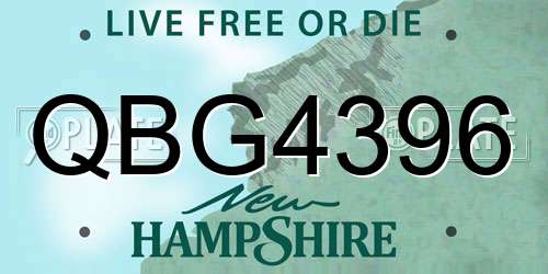QBG4396 New Hampshire License Plate
