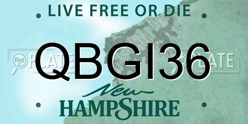 QBGI36 New Hampshire License Plate