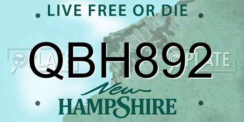 QBH892 New Hampshire License Plate