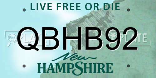 QBHB92 New Hampshire License Plate