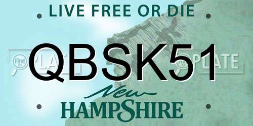 QBSK51 New Hampshire License Plate