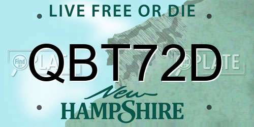 QBT72D New Hampshire License Plate