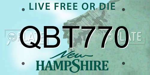 QBT770 New Hampshire License Plate